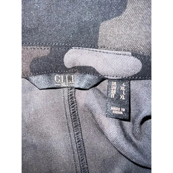 G.I.LI, cargo camo, long sleeve button snap pockets,stretchy knit jacket Lg - Picture 6 of 9